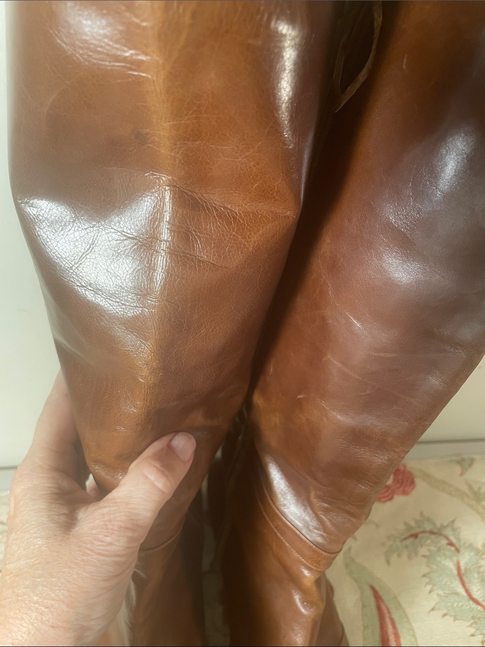 Salvatore Ferragamo Tall Knee High Cognac Leather Vintage - Picture 10 of 11